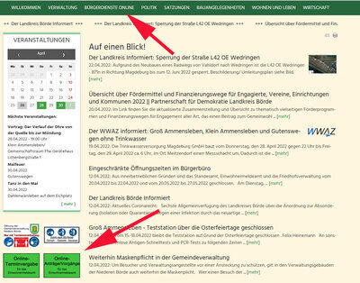 Internetseite Gemeinde Niedere Börde
