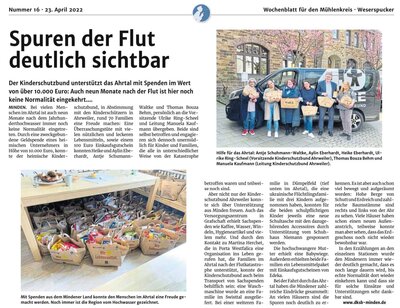 Foto zur Meldung: Kinderschutzbund Minden-Bad Oeynhausen unterstützt das Ahrtal!
