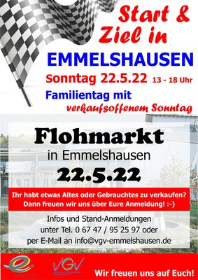 Start und Ziel in Emmelshausen – Familientag mit verkaufsoffenem Sonntag am 22.5.22
