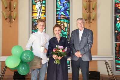 Bürgermeister Heiko Müller begrüßte Maryana Vyshyvanyuk und ihren Sohn Andriy im Rathaussaal.