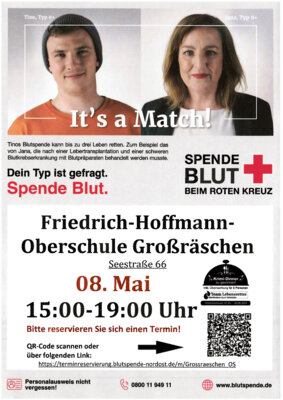 Plakat Blutspende in der Friedrich Hoffmann Oberschule (Bild vergrößern)