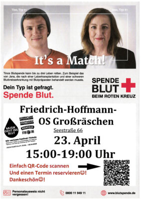 Plakat Blutspende in der Friedrich Hoffmann Oberschule (Bild vergrößern)