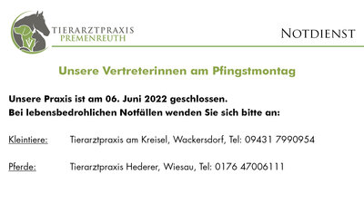 Notdienst Telefenonnummern für Pfingstmontag 2022 (Bild vergrößern)
