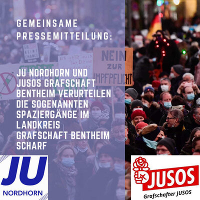 JU Nordhorn und Jusos Grafschaft Bentheim verurteilen die Montagsspaziergänge im Landkreis Grafschaft Bentheim scharf