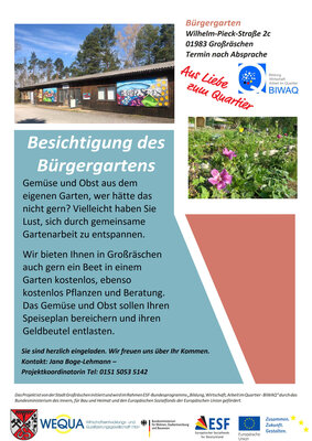 Plakat - Besichtigung des Bürgergartens