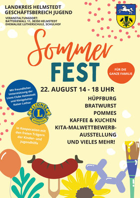 Veranstaltungsflyer für das Sommerfest der Kinder- und Jugendhilfe des Landkreises Helmstedt (Bild: Landkreis Helmstedt)