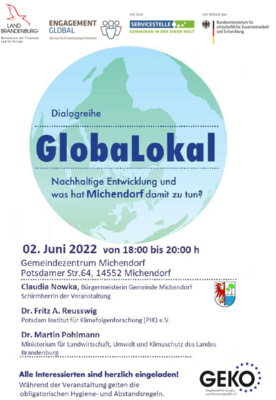 Dialogreihe GlobaLokal am 2. Juni von 18 bis 20 Uhr