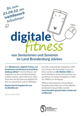 Foto zur Meldung: Verlängerung der Bewerbungsfrist für den Wettbewerb „Digitale Fitness von Seniorinnen und Senioren im Land Brandenburg stärken“