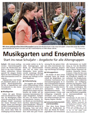 Musikgarten und Ensembles (Bild vergrößern)