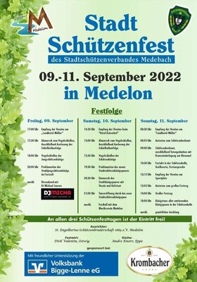 Stadtschützenfest in Medelon vom 9.-11. September