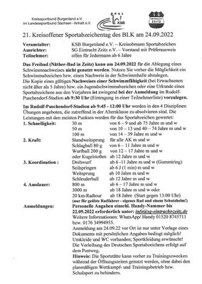 21.Kreisoffener Sportabzeichentag des BLK am 24.09.2022