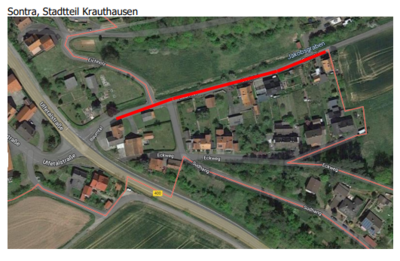Bauarbeiten in Krauthausen - Luftbildauszug aus dem betroffenen Bereich