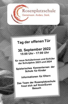 Einladung zum Tag der offenen Tür an der Rosenplatzschule (Bild vergrößern)