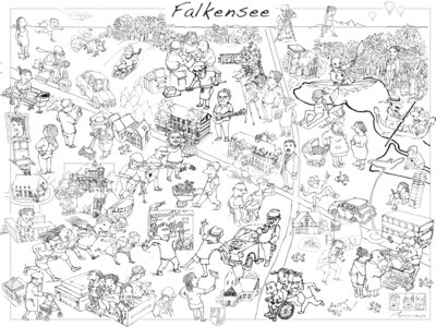 Künstler Peter Menne illustriert Künstler Peter Menne illustriert das Falkenseer Stadtplakat. Unser Bild zeigt den aktuellen Stand.