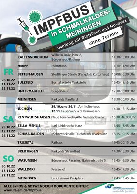 Fahrplan des Impfbusses im Landkreis Schmalkalden-Meiningen ab 28. Oktober 2022