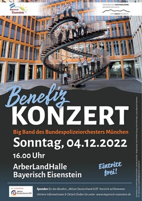 Plakat Benefizkonzert der Big Band des Polizeiorchesters München