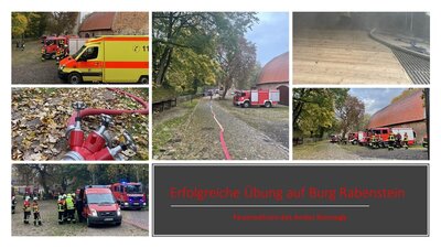 Erfolgreiche Übung der Feuerwehren auf Burg Rabenstein