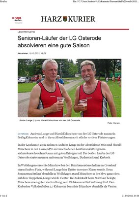 Erfolgreiche Laufsaison 2022 für Andreas Lange und Harald Münchow