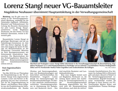 Vorschaubild der Meldung: Lorenz Stangl neuer VG-Bauamtsleiter