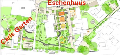 Am Glockenkolk gibt es nun das „Eschenhuus“ und den „Carls Garten“. (Bild vergrößern)