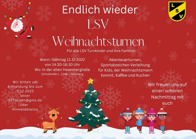 Einladung LSV Weihnachtsturnen 11.12.2022