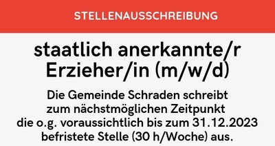 Stellenausschreibung - staatlich anerkannte/r Erzieher/in Kita "Schlumpfhausen" Schraden (m/w/d) (Bild vergr&ouml;&szlig;ern)