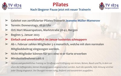 Pilates ab Januar wieder im Sportangebot
