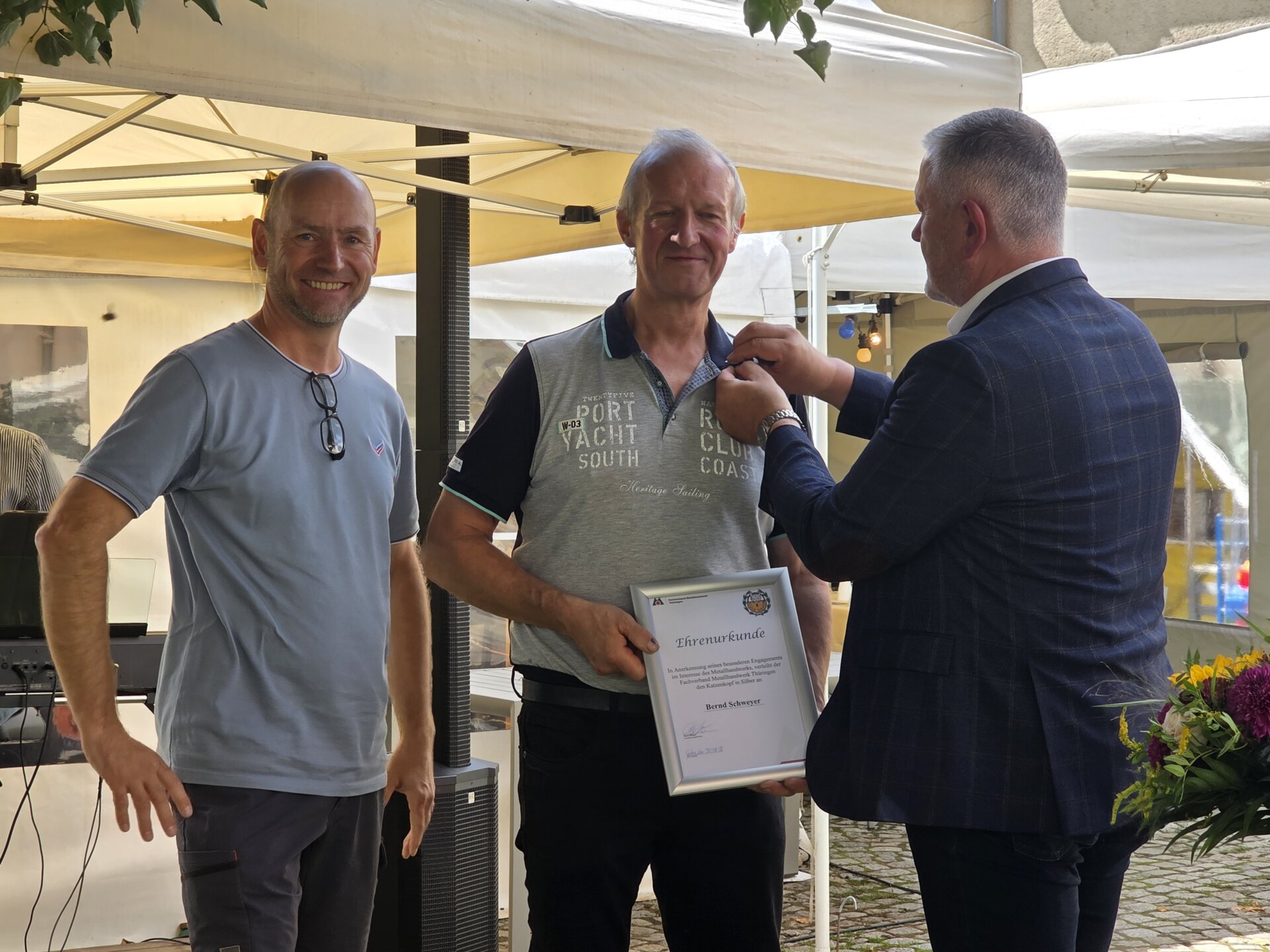 Ronny Wolf, Mitglied im Fachverband Metallhandwerk Thüringen, Bernd Schweyer, Metallbau Schweyer