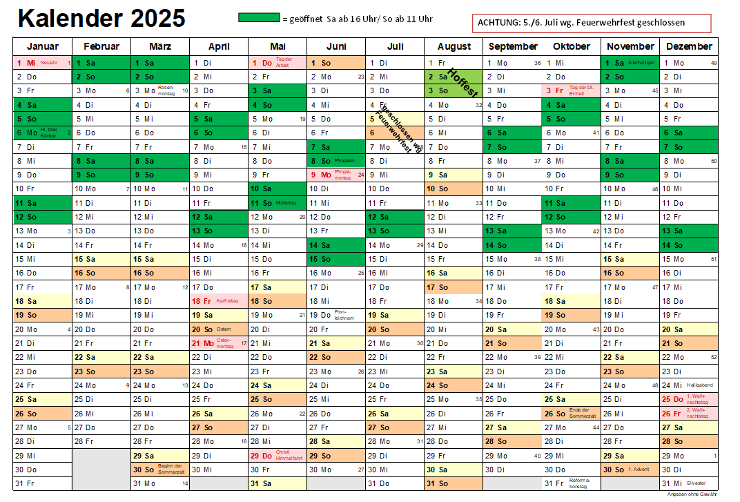 Kalender 2025