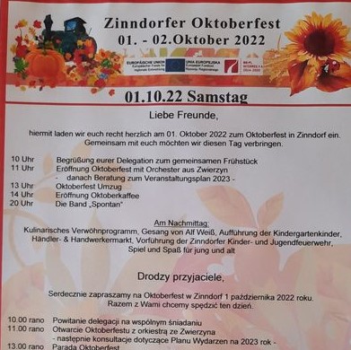 Flyer zum Zinndorfer Oktoberfest 2022