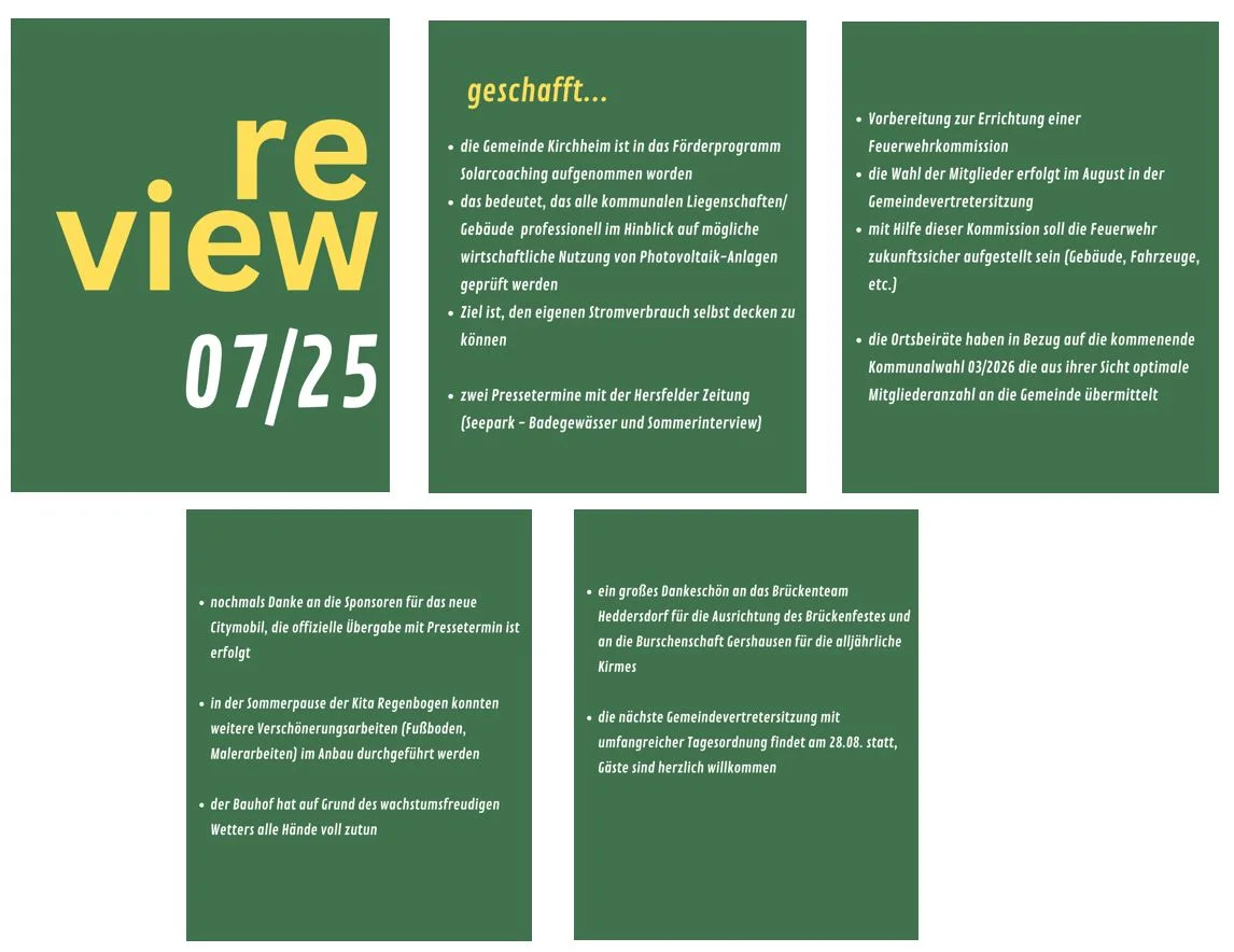 Bildunterschrift: Rückblick Juli 2025