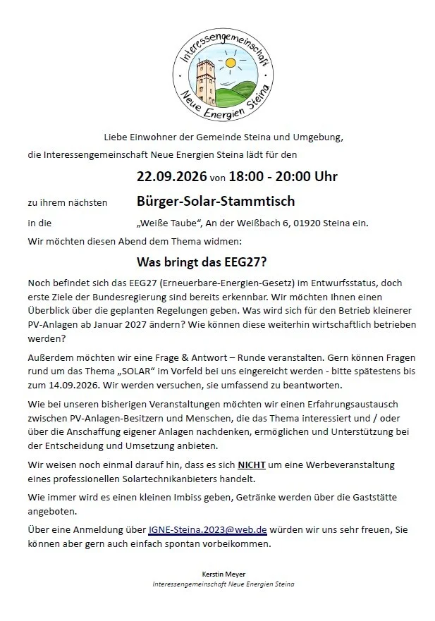 Einladung zum Solarstammtisch