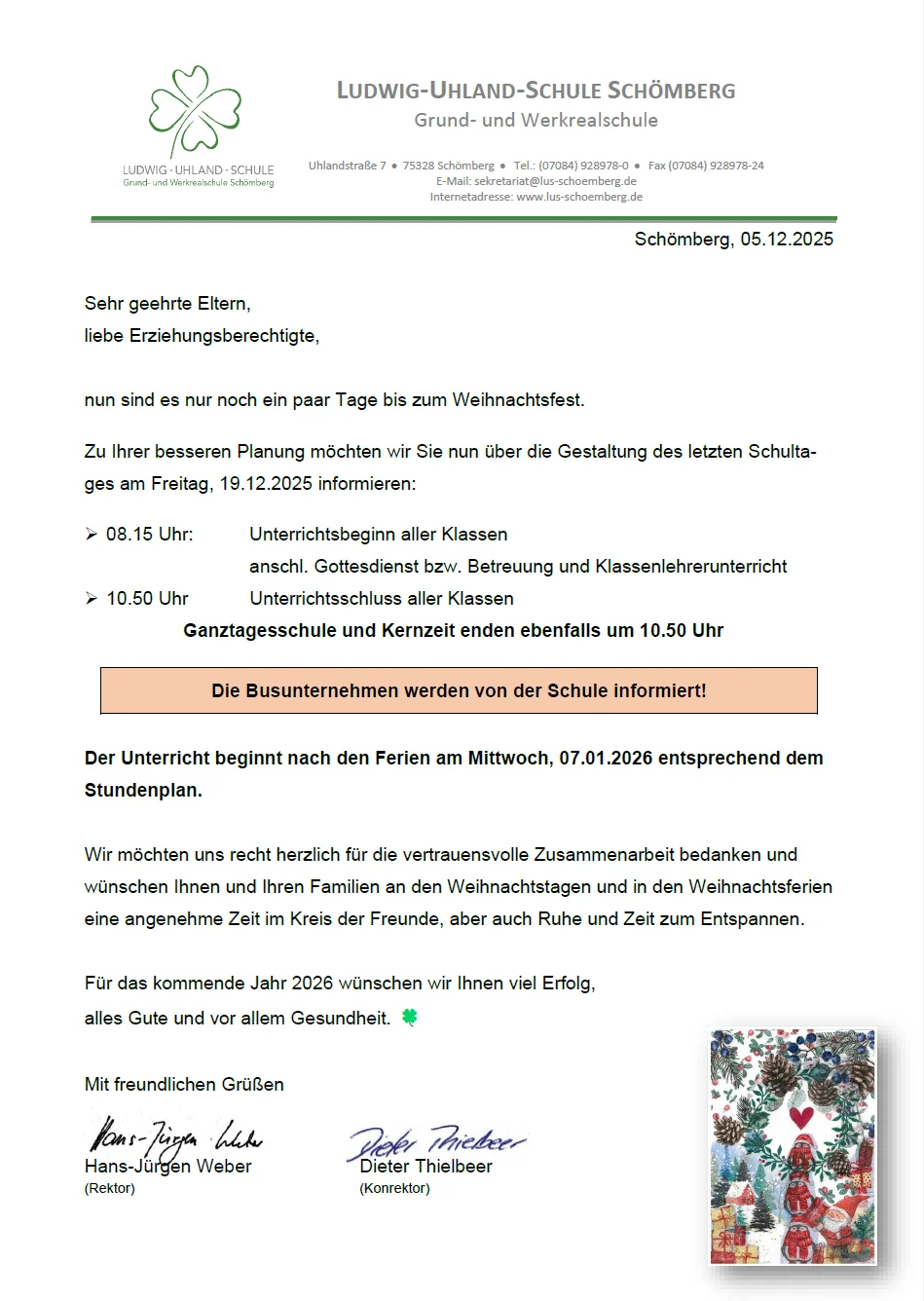 Elternbrief zu Weihnachten