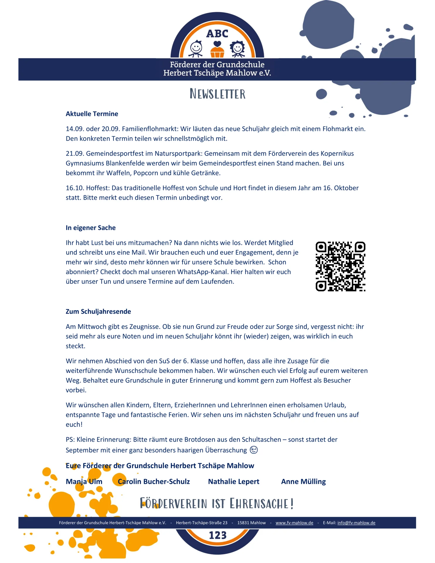 Newsletter Juli 2025 Förderverein