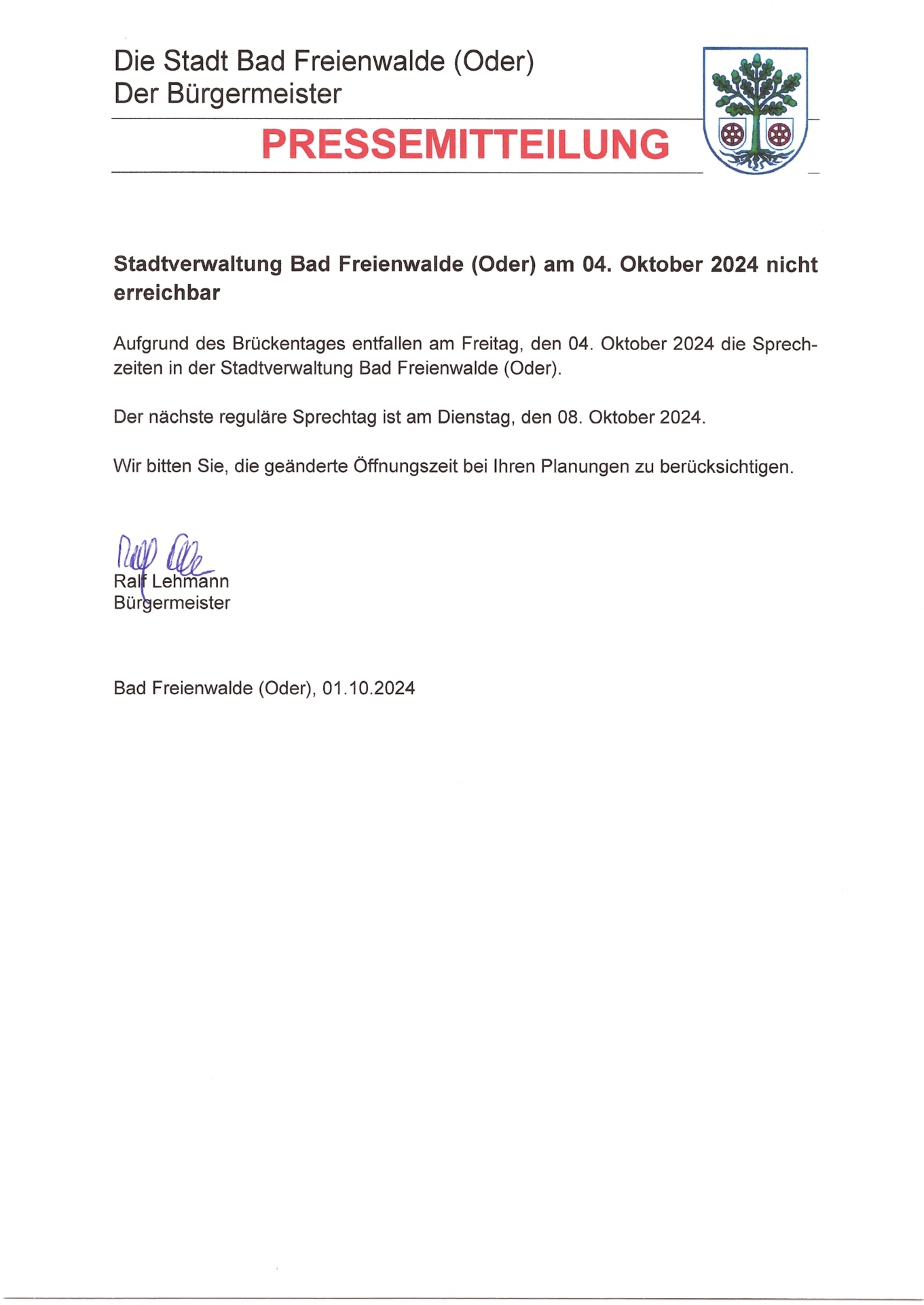 Pressemitteilung_Brückentag 04.10.2024