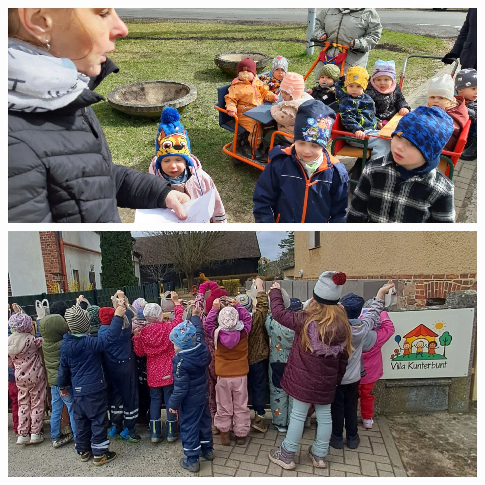 Ostereiersuche in der Kita, aufgeregte Kinder