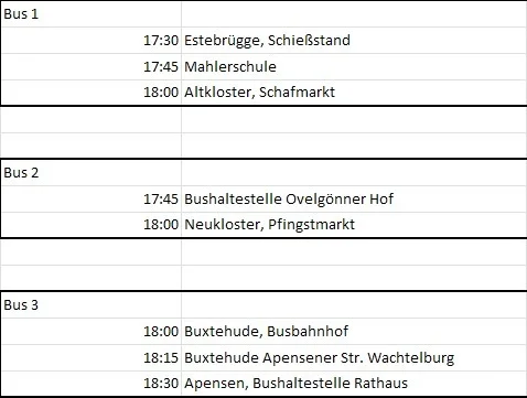 Abfahrtzeiten