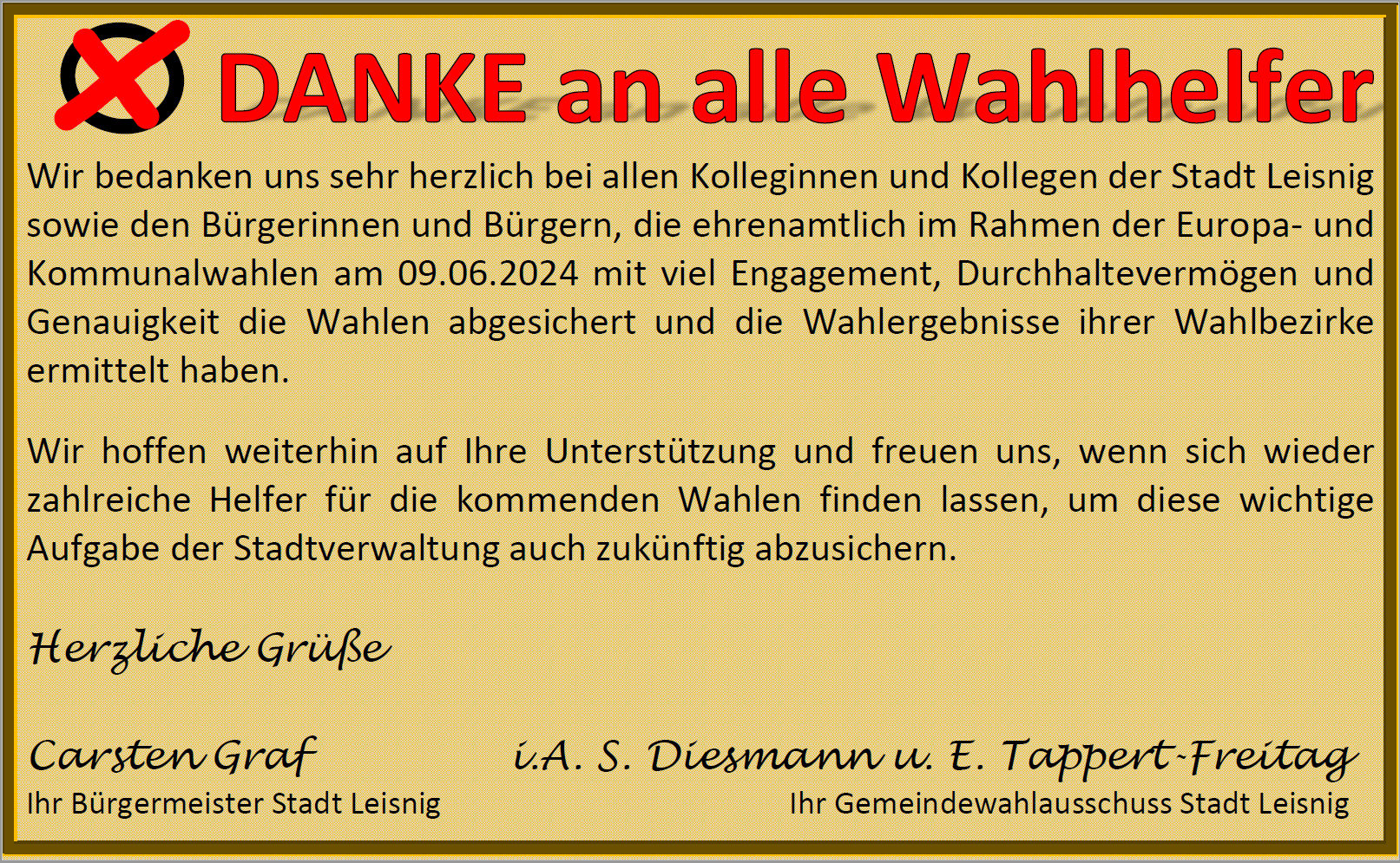 Dank an alle Wahlhelfer