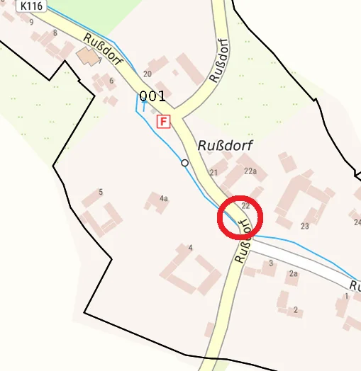 Vollsperrung der K 116 in der Ortslage Rußdorf