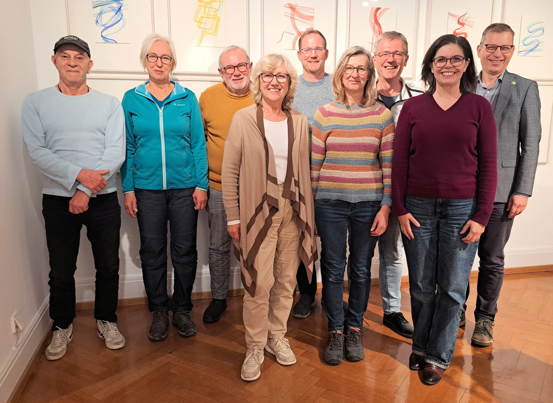 Von links nach rechts: Werner Häntschel, Gunda Kerner, Werner Sommer, Carmen Flämig, Ingo Bräunle, Juliane Bürkle, Ansgar Lottermann, Adriana Acree mit Bürgermeister Steffen Weigel