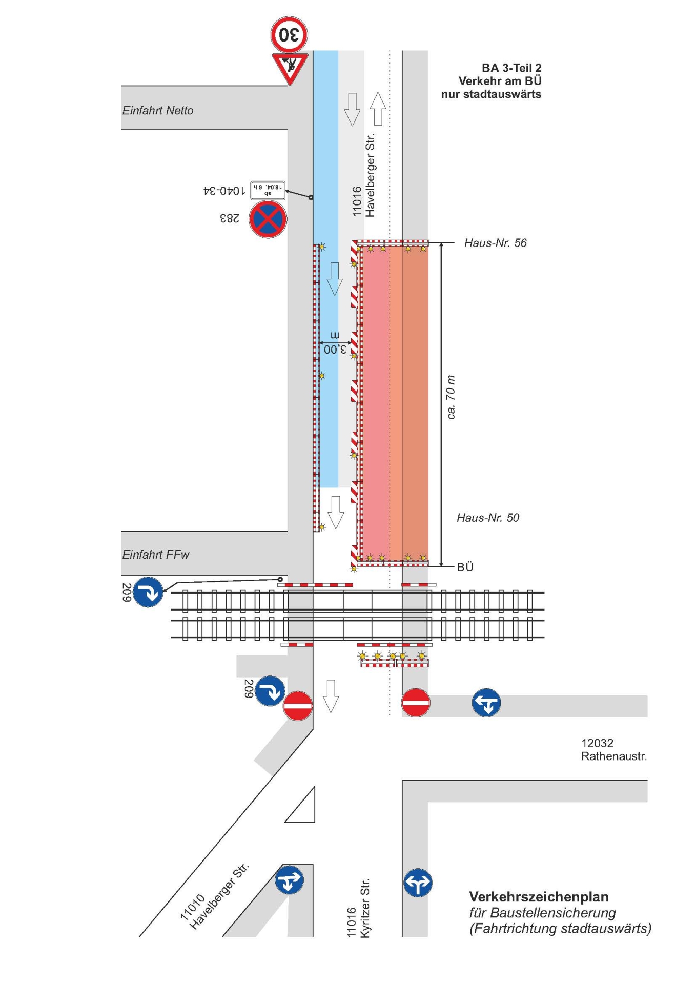 So läuft es ab dem 3. April in der Baustelle Havelberger Straße. Quelle: Stadt Pritzwalk