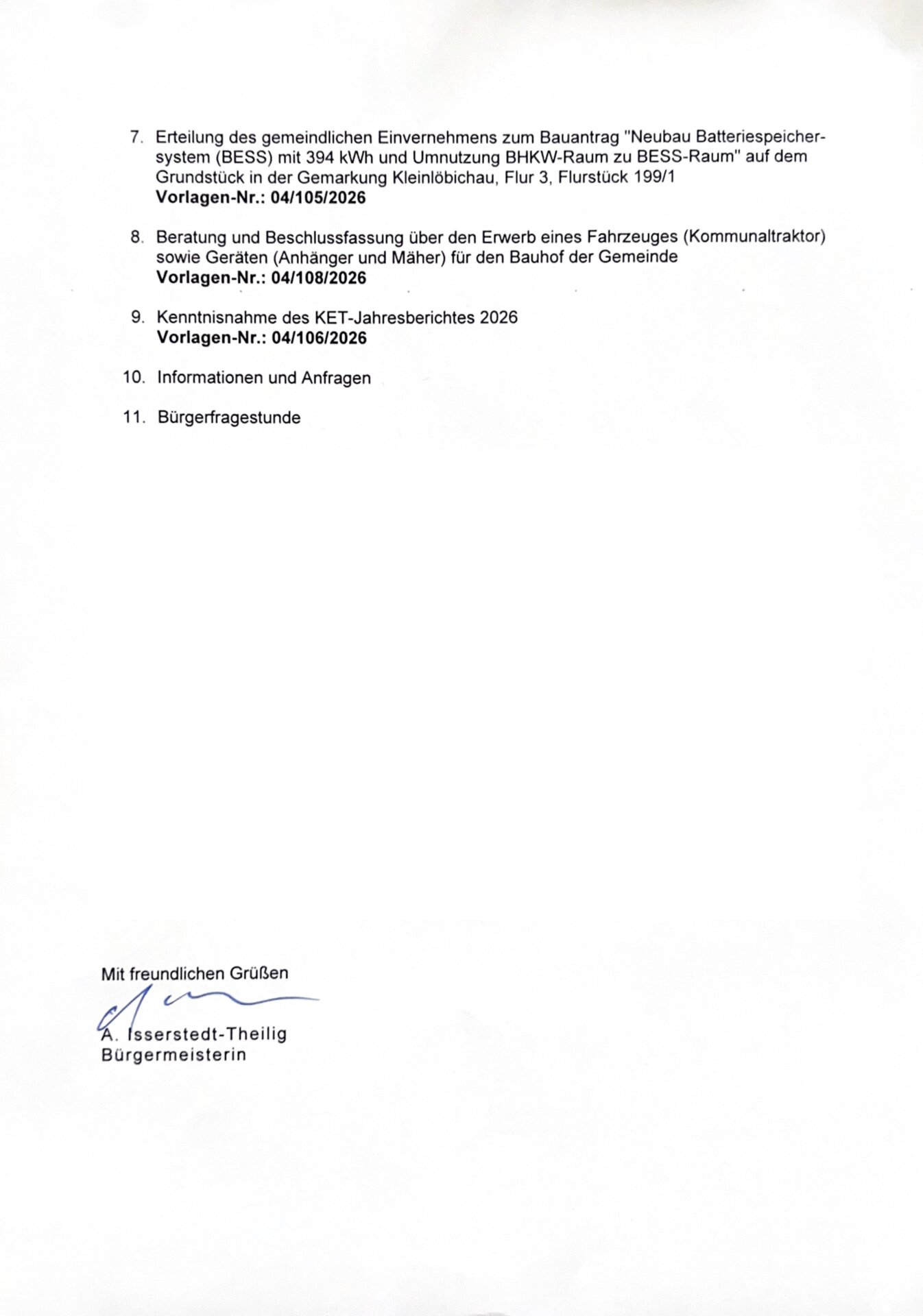 Einladung 25. Sitzung des Gemeinderates am 14.10.2026 19.00 Uhr Seite 2
