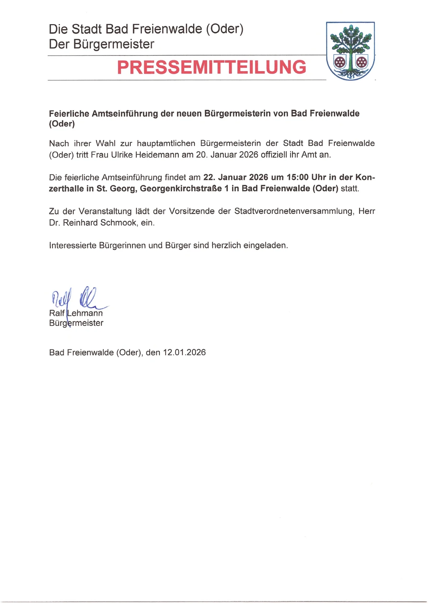 PM_Feierliche Amtseinführung Heidemann