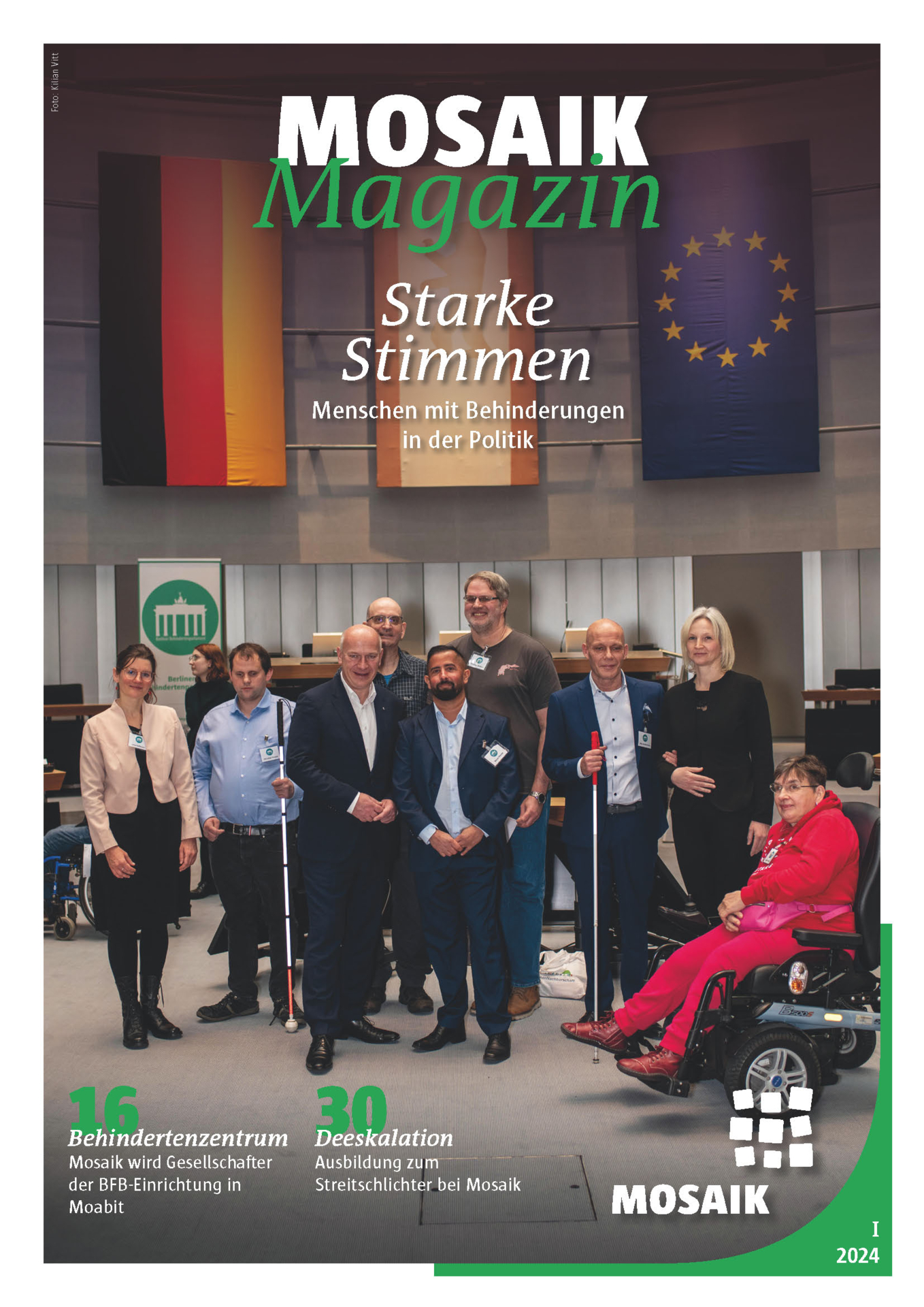 Titelbild Mosaik Magazin I-2024 mit Bild vom Parlamentstag des BBP