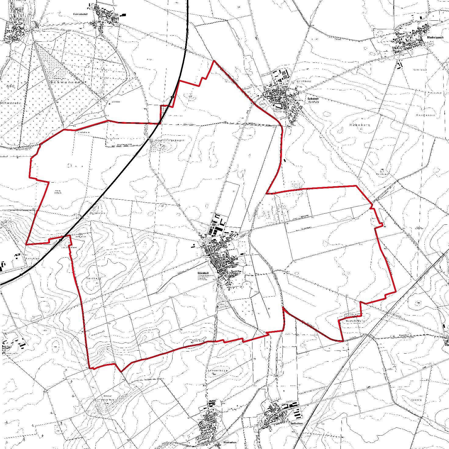 Abgrenzung des Gemeindegebietes (Ausschnitt aus der Topographischen Karte 1: 10.000)