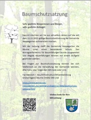 Vorschaubild der Meldung: Informationen zu neuer Baumschutzsatzung