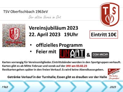 TSV Jubiläumsfest am 22.04.2023