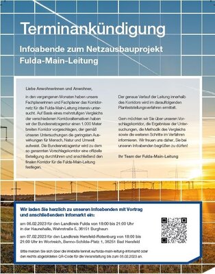 Infoabend Fulda-Main-Leitung mit Vortrag und Infomarkt am 07.02.2023 im Wortreich in Bad Hersfeld (Bild vergrößern)