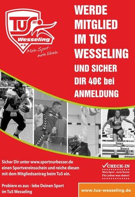 Vorschaubild der Meldung: Sportvereinsscheck - Werde Mitglied im TuS Wesseling und spare EUR 40,-