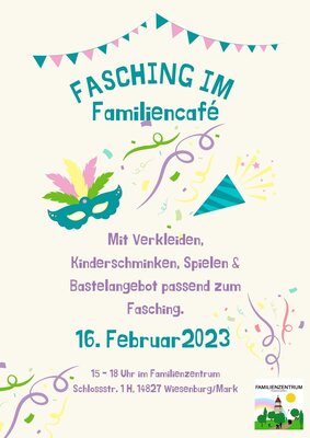 Fasching im Familencafé am Donnerstag, den 16.02.2023 - Kommt vorbei! (Bild vergrößern)